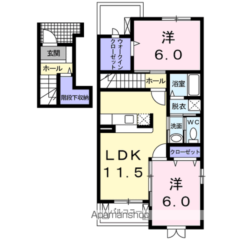 ヴィラ・フィオーレ(2LDK/2階)の間取り写真