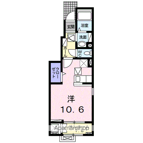 アルバ・フラン(ワンルーム/1階)の間取り写真