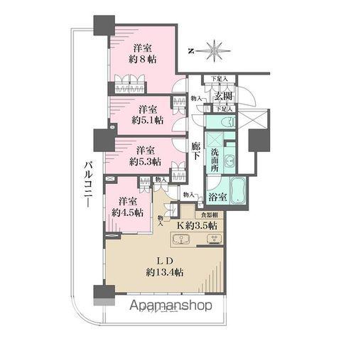 プラウドタワー名古屋栄(4LDK/21階)の間取り写真