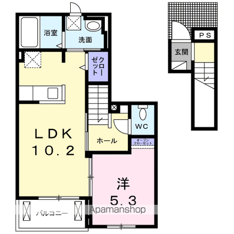 コンフォートⅤ(1LDK/2階)の間取り写真