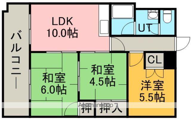 平岸グランドハイツ(3LDK/4階)の間取り写真