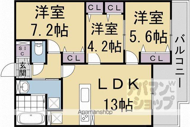 PLUME葛野三条(3LDK/1階)の間取り写真