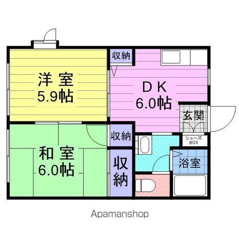 ヴェルジュS(2DK/1階)の間取り写真