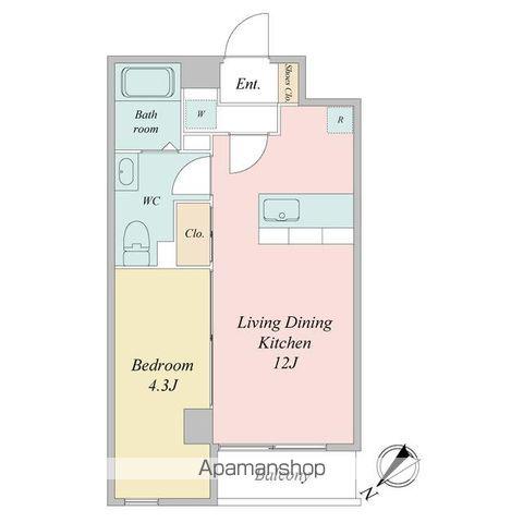 JMFレジデンス新横浜(1LDK/4階)の間取り写真
