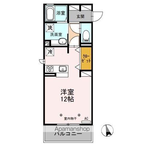 アクロスS(ワンルーム/2階)の間取り写真