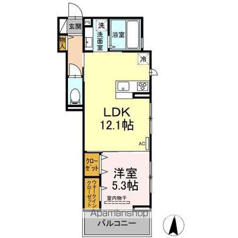 グラン弥富通(1LDK/2階)の間取り写真