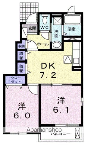サンハイツⅠ(2DK/1階)の間取り写真