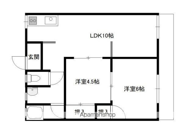 シーサイド扇苑(2LDK/1階)の間取り写真