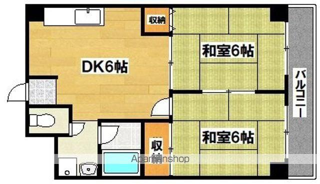 ロイヤルコート藤原(2DK/2階)の間取り写真