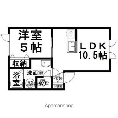トーリーパインズ(1LDK/2階)の間取り写真