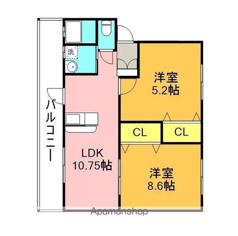 コォーリングマンション Ⅱ(2LDK/4階)の間取り写真