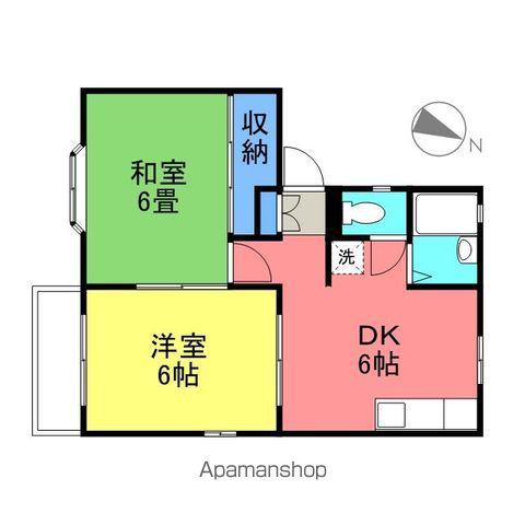ミモザハウス(2DK/1階)の間取り写真