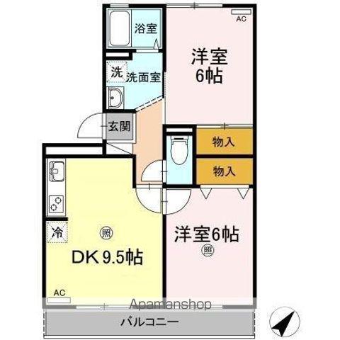 シャトレー西本Ⅱ(2DK/3階)の間取り写真