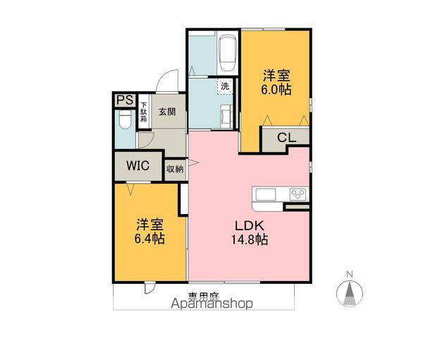 シルフィード(2LDK/1階)の間取り写真