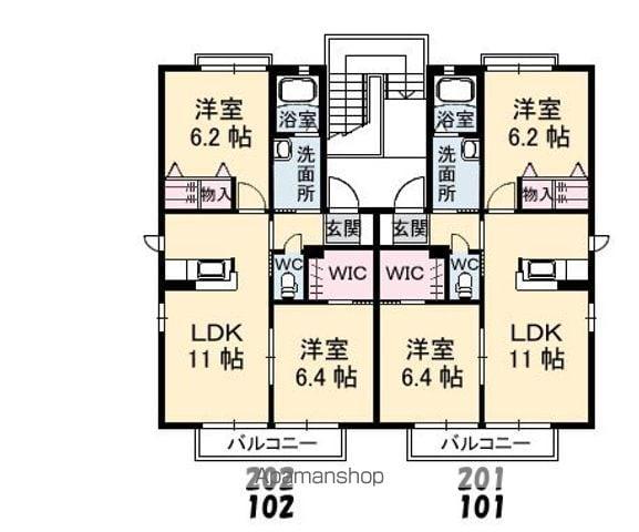 サニーハイツ 一番館(2LDK/1階)の間取り写真