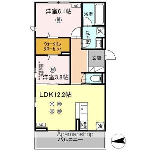 PURE WIND GARDEN A棟(2LDK/2階)の間取り写真