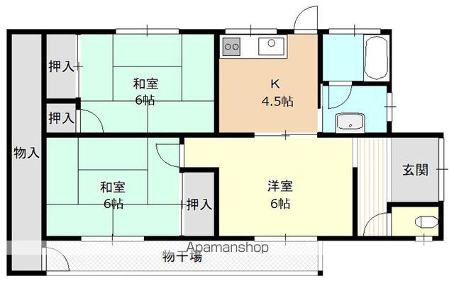 東海道本線 静岡駅 バス乗車時間：17分 中村町下バス停で下車 徒歩2分 1階建 築52年(3K)の間取り写真