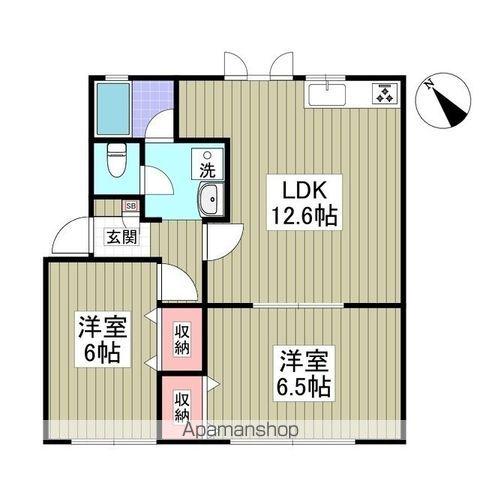 ベルフラット久喜(2LDK/1階)の間取り写真