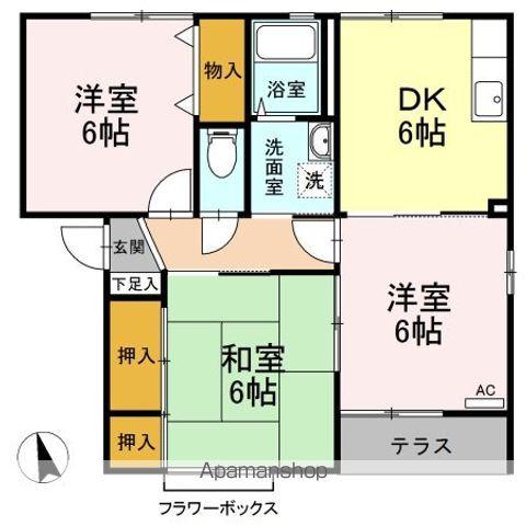 エスポワール B(3DK/1階)の間取り写真