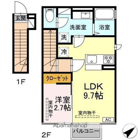 ピースヒルズ(1LDK/2階)の間取り写真