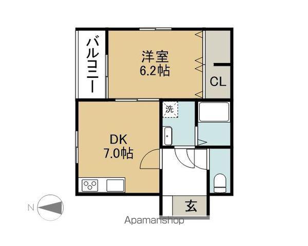 ドリーム東海通(1DK/1階)の間取り写真