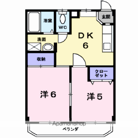 パルク大成Ⅱ(2DK/2階)の間取り写真