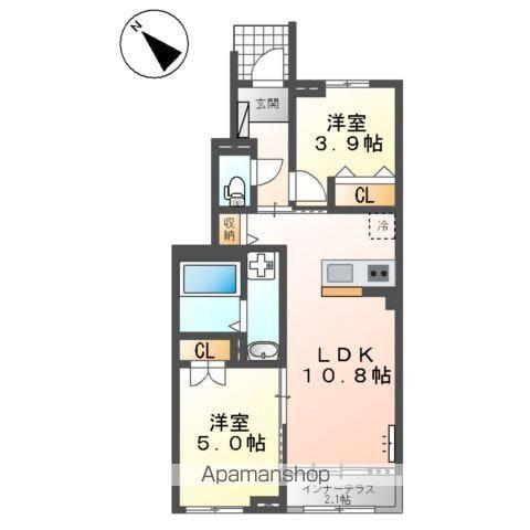 サクラヴィラージュ津福(2LDK/1階)の間取り写真