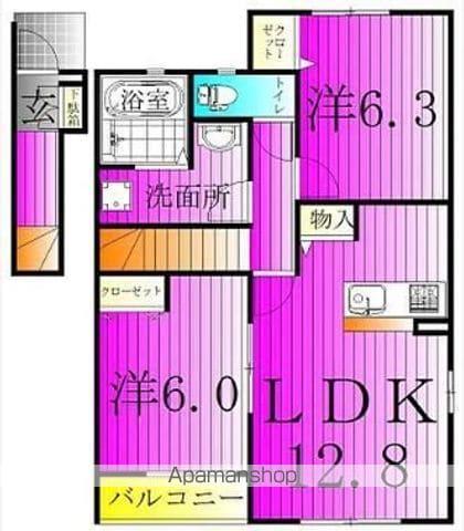 ソフィアおおたかの森A(2LDK/2階)の間取り写真