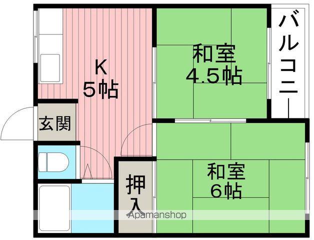 第一福和荘B棟(2K/2階)の間取り写真