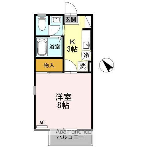 フォーダイヤモンズタウン E(1K/2階)の間取り写真