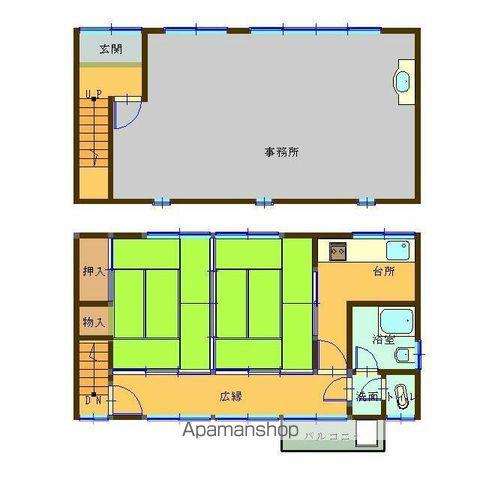 鹿児島県鹿児島市 2階建 築50年(2K/1階)の間取り写真