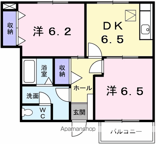 グラン・シェルⅠ(2DK/1階)の間取り写真