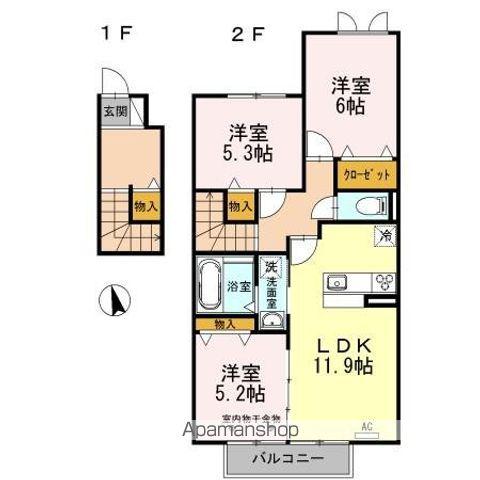 パルティール(3LDK/2階)の間取り写真