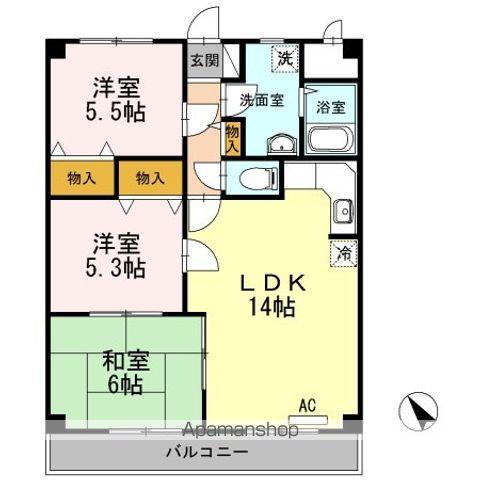 デミュールクワダ(3LDK/2階)の間取り写真