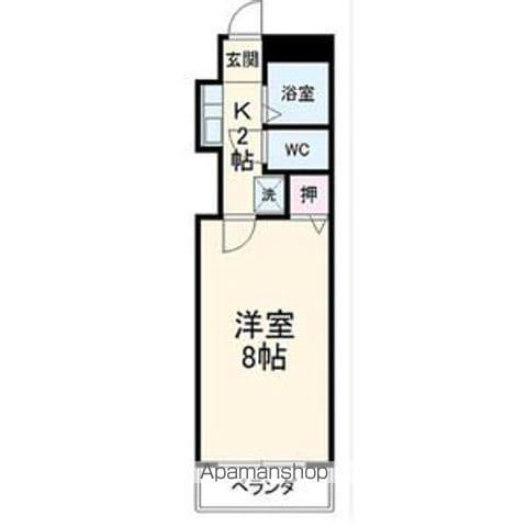 ハッピーヒル(1K/2階)の間取り写真