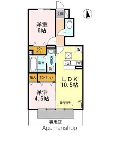 セジュール10 B棟(2LDK/1階)の間取り写真