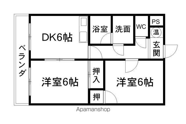 ひまわりコーポⅡ(2DK/3階)の間取り写真