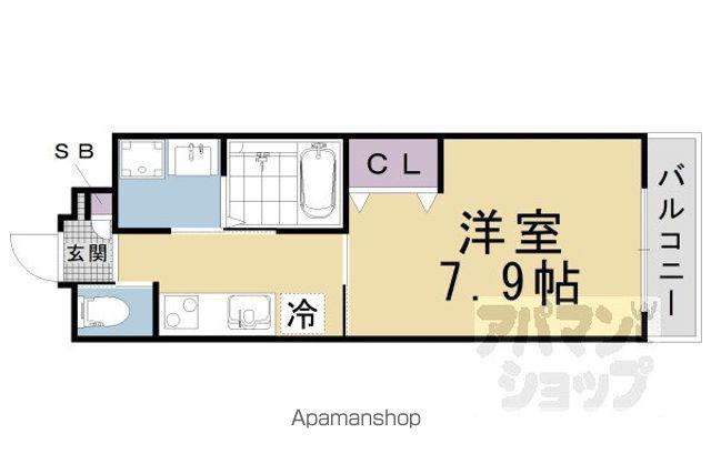 LEI COURT椥辻I(1K/4階)の間取り写真
