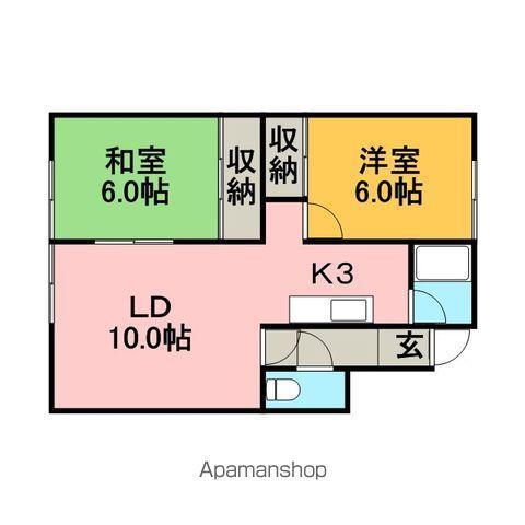 水谷マンション(2LDK/1階)の間取り写真