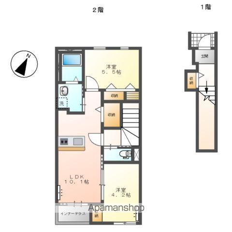 羽生市南4丁目スターテラスⅡ(2LDK/2階)の間取り写真