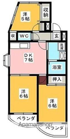 サンキャッスル2(3DK/3階)の間取り写真