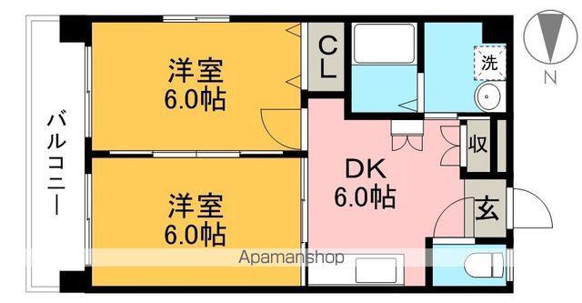 ヴィラ鯉ノ丸 Ⅰ(2DK/5階)の間取り写真