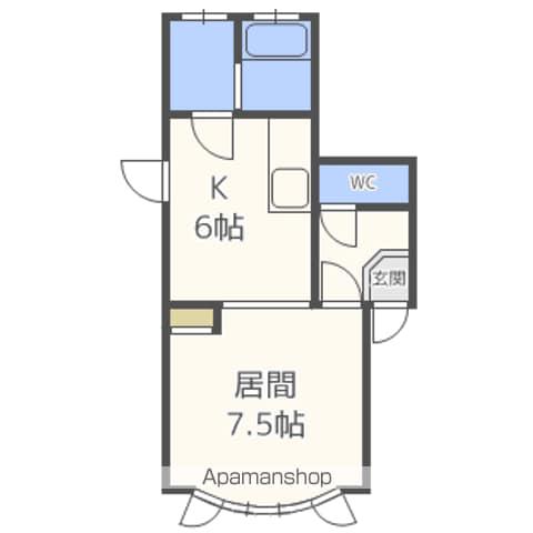 マンション川合(1DK/3階)の間取り写真