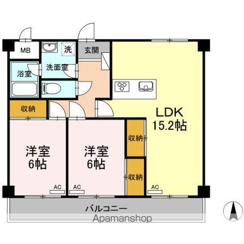 GERMER武蔵中原(2LDK/3階)の間取り写真