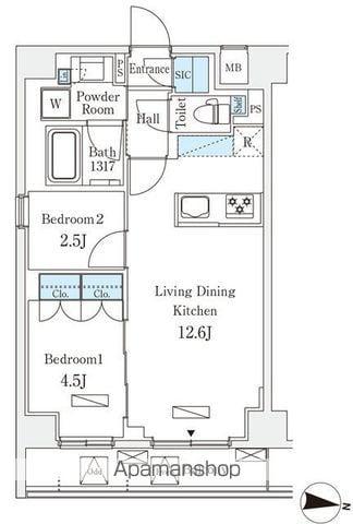 ラティエラ中野新井(2LDK/2階)の間取り写真
