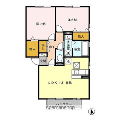 フェザーレジデンスA(2LDK/1階)の間取り写真