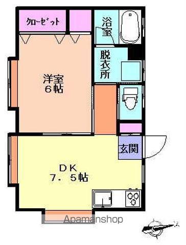 プリンツなかざと(1DK/1階)の間取り写真