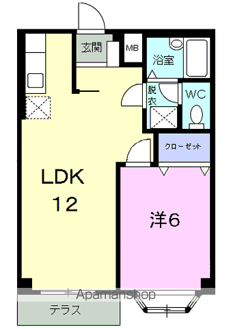 メゾン・セントポーリアC(1LDK/1階)の間取り写真
