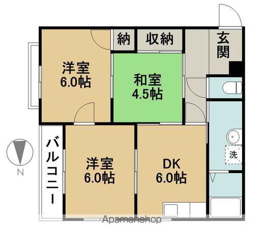 ハミング22(3DK/2階)の間取り写真
