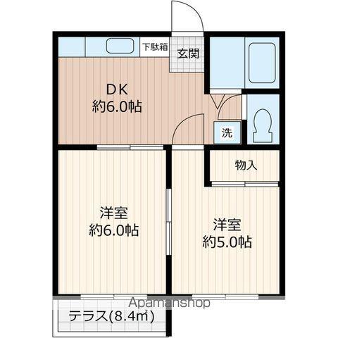 アフェールJ森(2DK/1階)の間取り写真